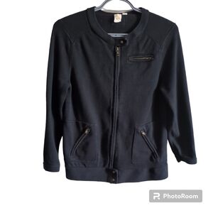 Anthropologie "Yellow‎ Bird" Black Knit Jacket Size Medium 100% Cotton
